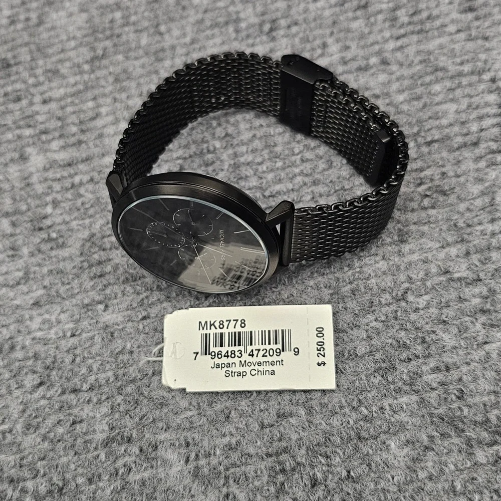 Michael Kors Mens Blake Watch Chronograph‎ Mesh Strap Black MK8778 New $250 OS